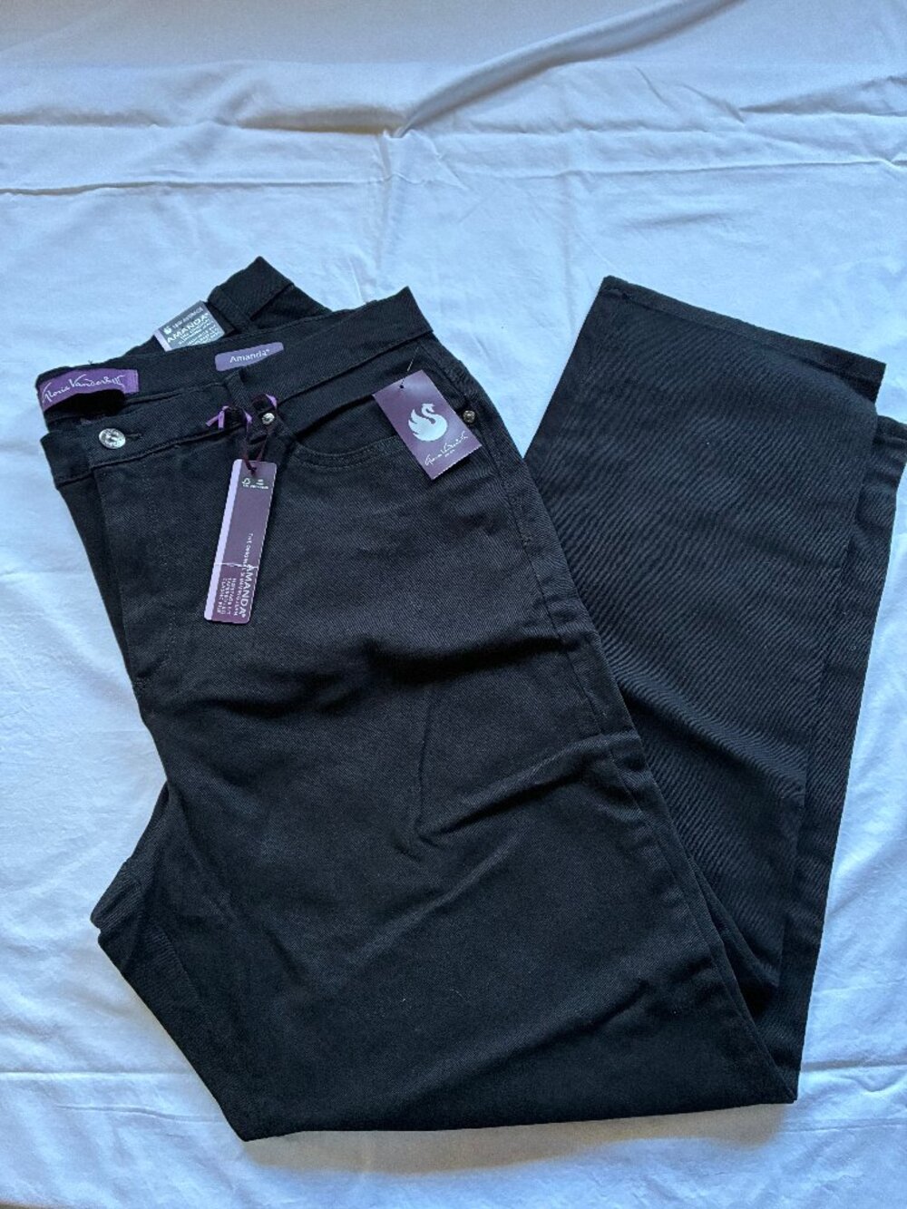 NWT Gloria Vanderbilt Amanda Classic Tapered High Rise Black Jeans 18W Average